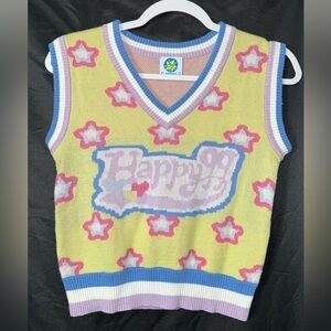 Happy Yellow Star Patterned Sweater Vest